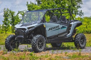 Polaris RZR XP 4 1000 Vented Full Windshield - Front - Rough Country - Scratch-Resistant Polycarbonate with 4 Adjustable Vents (1/4 in)
